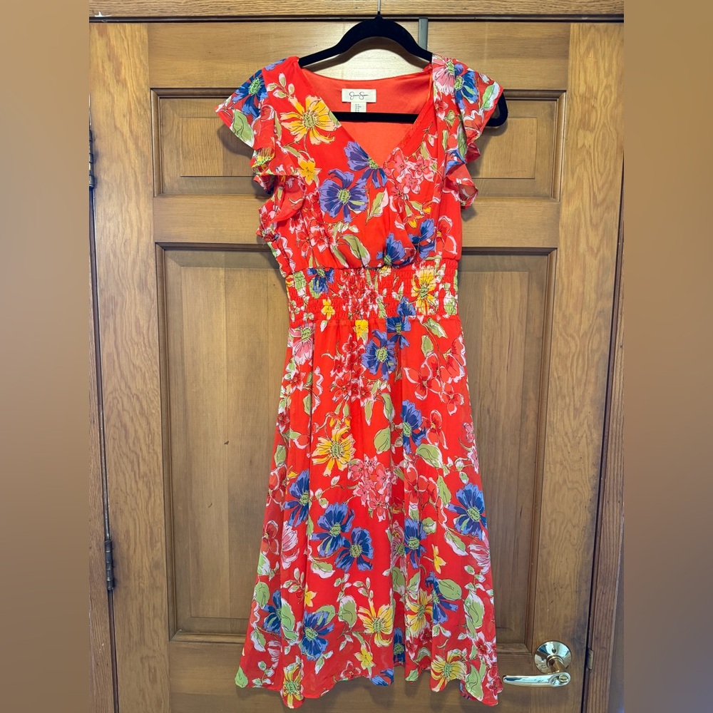 Jessica Simpson Red Ruffled Tiered Midi Dress